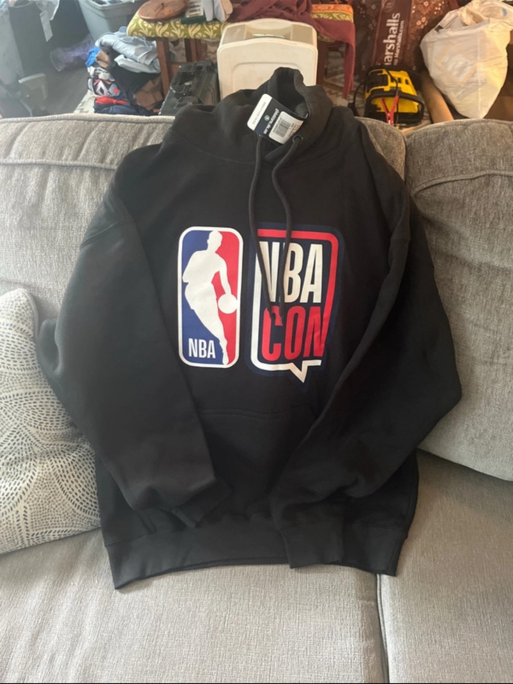 NBA Black Crewneck Hoodie with Red & Blue Logo